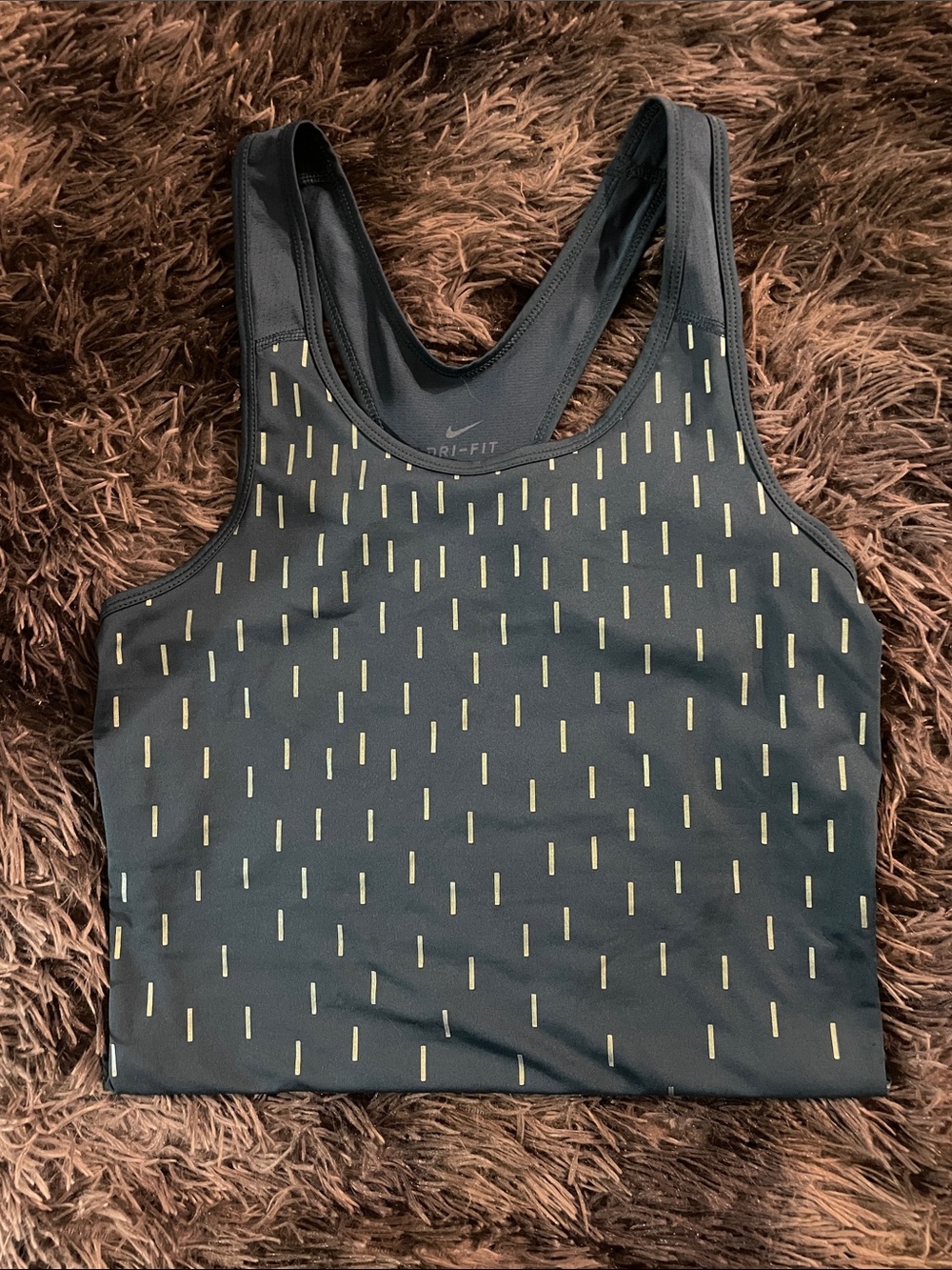 Nike Black Sports Bra with Gold Dash Print